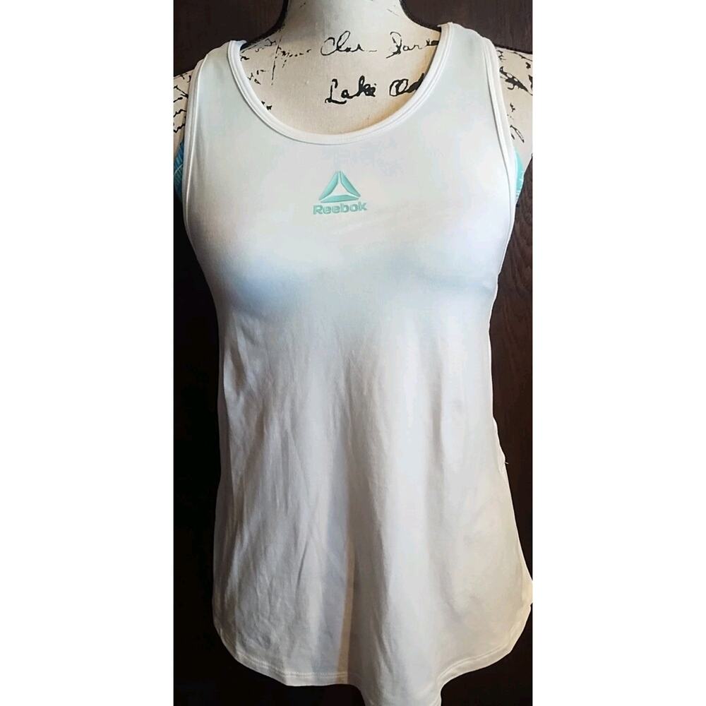 Reebok Swim Tankini Bikini Layered Attached Tank Top XXL NEW Blue Green White